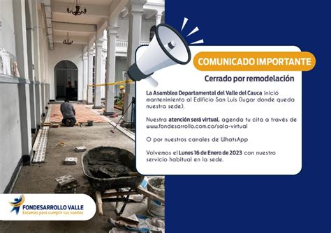 Comunicado Importante Cerrado por Remodelación Fondesarrollo Valle