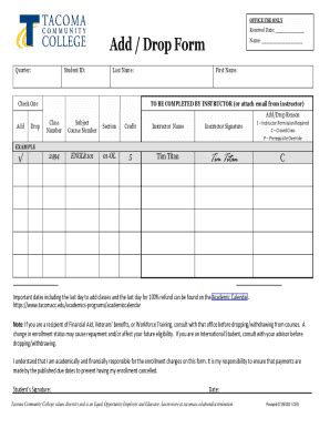 Fillable Online ADD DROP REQUEST FORM Csub Edu Fax Email Print