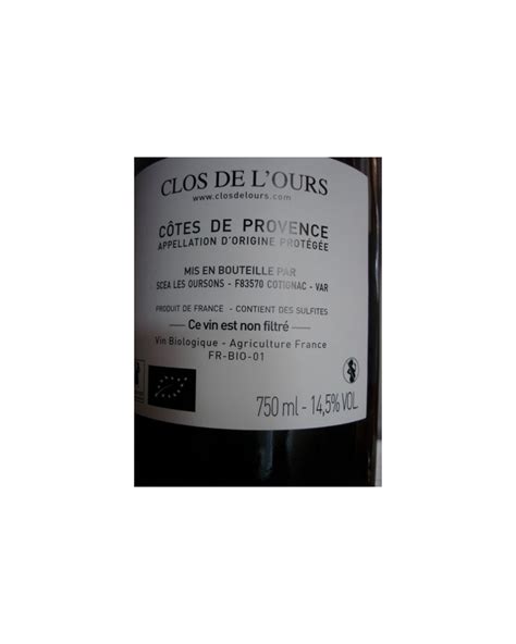 Clos De L Ours Ursus Cotes De Provence Rouge