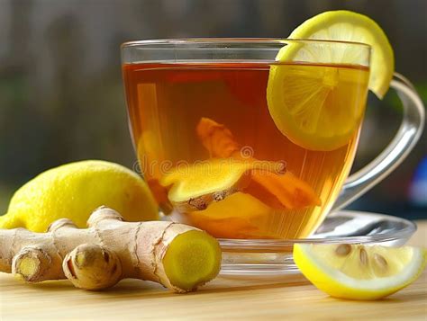 Cup Of Ginger Tea With Honey And Lemon Hot Tea With Lemon And Ginger Stock Photo Image Of