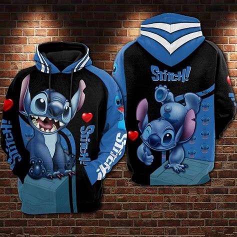 Happy Stitch Blue Over Print 3d Zip Hoodie Artofit