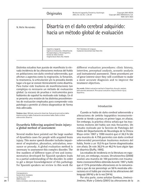 Disartria en el da Ão cerebral adquirido Distintos estudios han