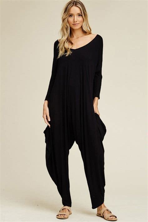 Caroline 3 4 Sleeve Harem Jumpsuits Black Gozon Boutique Harem