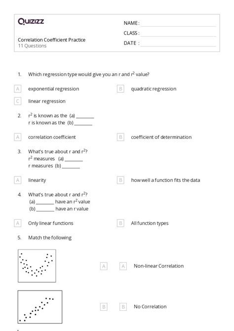 50 Correlation And Coefficients Worksheets On Quizizz Free And Printable