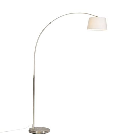 Modern Arc Lamp Steel With White Fabric Shade Arc Basic