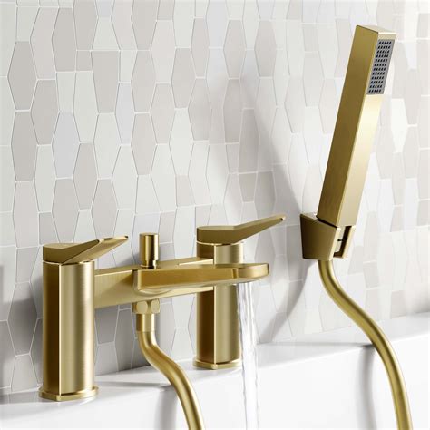 Aire Brushed Brass Bath Filler Handheld Shower