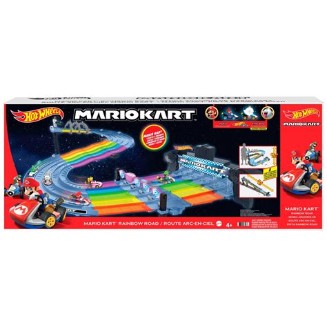 Hot Wheels Mario Kart Rainbow Road Race Track Playset Smyths Toys Uk