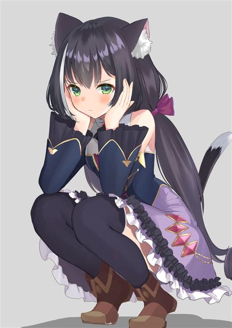 Safebooru 1girl Absurdres Animal Ears Bare Shoulders Black Hair Cat