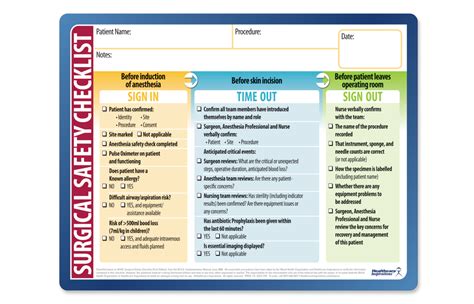 Dry Erase Surgical Safety Checklist Card 5 Pack