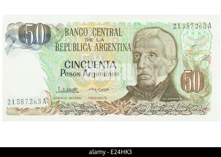 Argentinian Currency Fifty Pesos Note With An Illustration Of The