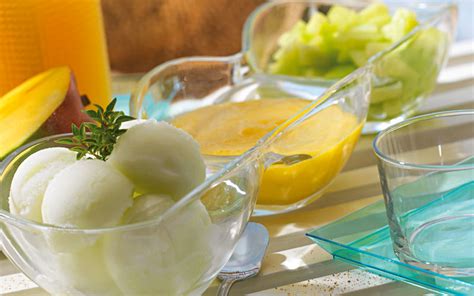 Sorbet Au Melon Et Basilic Coulis De Mangue Femmes Du Maroc