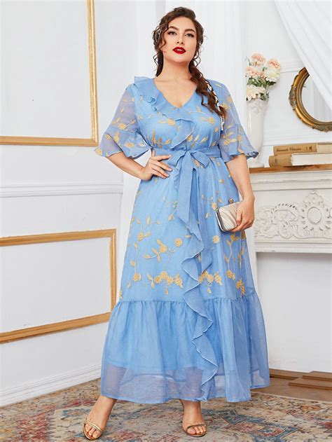 Women Large Plus Size Elegant Maxi Dresses Party Evening Summer Blue