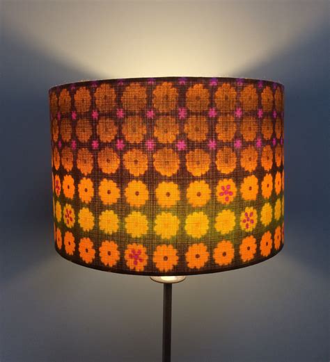 Retro Mod Orange Brown Floral Lampshades In 60s 70s Vintage Etsy