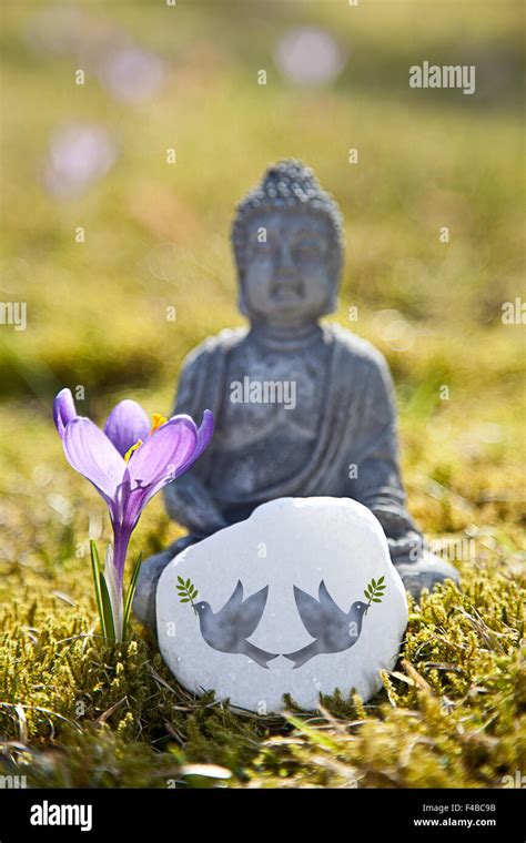 Symbol of Peace with Buddha Statue Stock Photo - Alamy