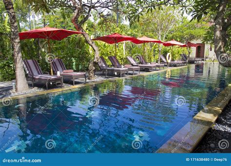 Beautiful Swimming Pool in Luxury Hotel in Bali Island Stock Photo ...