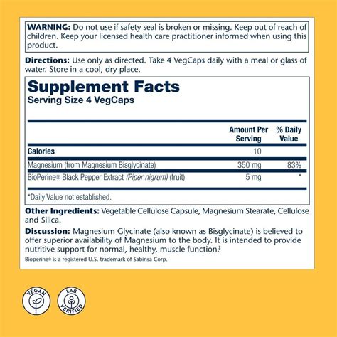 Solaray Magnesium Glycinate Fully Chelated Bisglycinate With