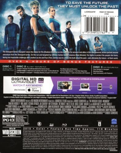 The Divergent Series Insurgent Blu Raydvd 2015 3d Ultraviolet