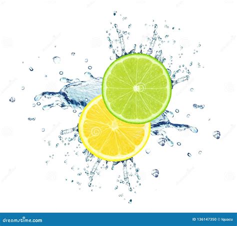 Lime And Lemon Splash Water Stock Photo Image Of Water Juicy 136147350