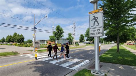 Pedestrian Crossing Signal with Flashing Lights - Town of LaSalle