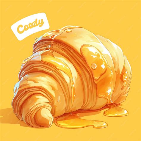 Premium Vector Golden Butter Croissants Flaky Cartoon Style