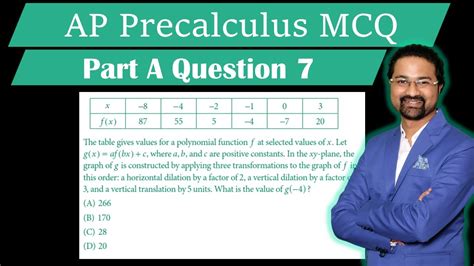 AP Precalculus MCQ 7 The Table Gives Values For A Polynomial Function