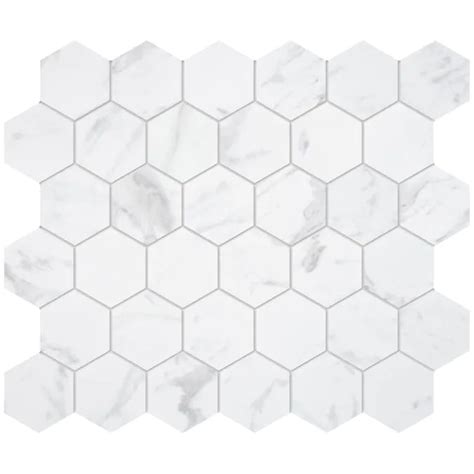 Satori Regent Carrara In X In Matte Porcelain Hexagon Marble Look