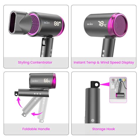 Sejoy High Speed Hair Dryer 1800w Powerful Fast Blow Dryer Led Display Negative Ion Hair Dryer