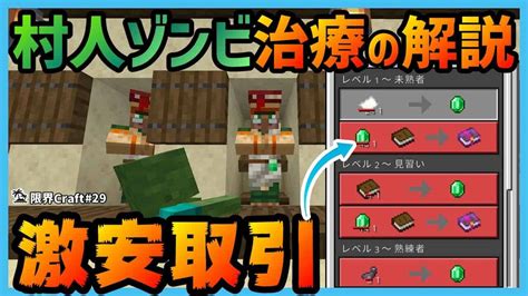 【minecraft】村人取引を激安に村人ゾンビ治療のやり方解説！ 統合版pcps4switchpe【限界craft】29