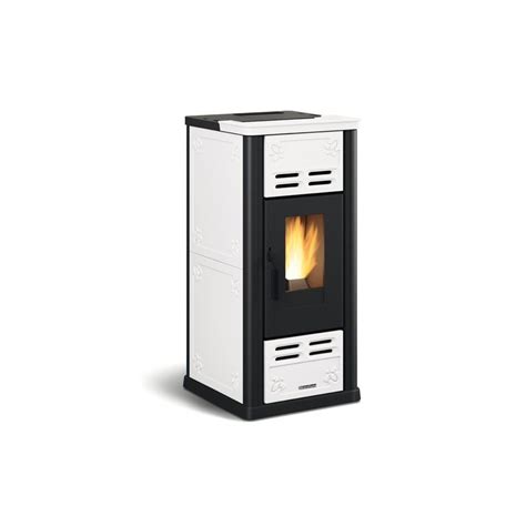 Serafina Lux Evo Stufa A Pellet In Maiolica Bianca Kw La Nordica