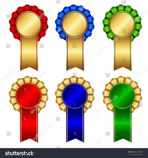 Elegant Blank Award Ribbon Rosettes Shiny Vector De Stock Libre De