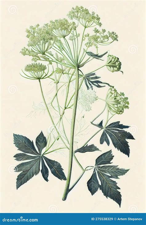 Angelica Botanical Illustration Archangelica Medicinal Plant Abstract