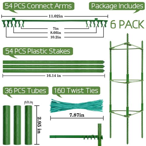 Snapklik Halatool 6 Pack Tomato Cages For Garden Up To 48in 4FT