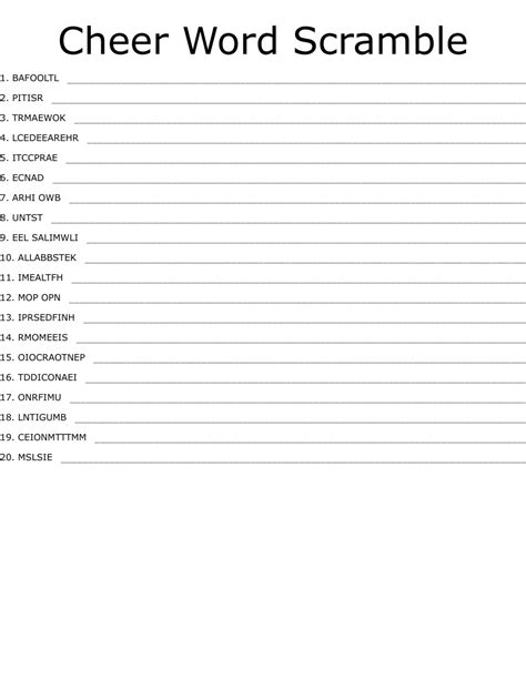 Cheer Word Scramble Wordmint