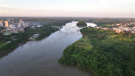 Ponte Da Amizade In Foz Do Igua U Aerial View Of The Friendship Bridge