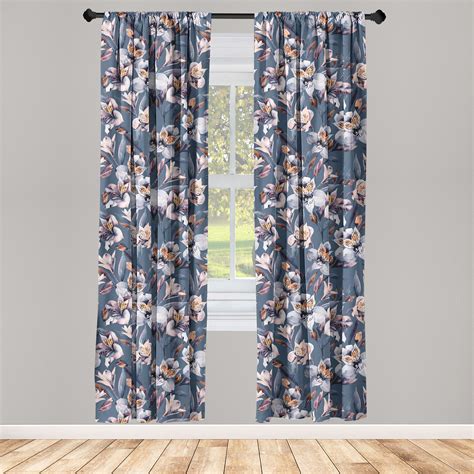 Flowers Window Curtains Peruvian Lily Tropical Watercolor Floral Pattern Alstroemeria Blossoms