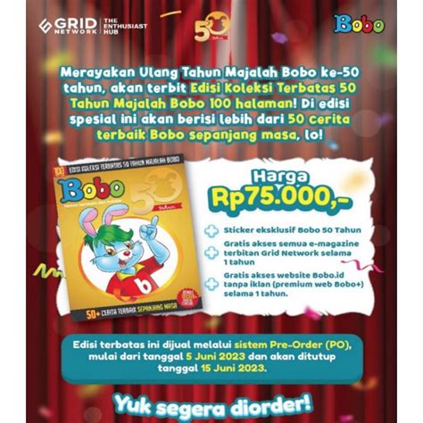 Jual Majalah BOBO Edisi Koleksi Terbatas 50 TAHUN Shopee Indonesia