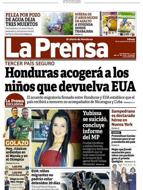 La Prensa Honduras 28 De Septiembre De 2019 Infobae