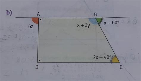 Determine as medidas x y e z indicadas nos trapézios ABCD a seguir