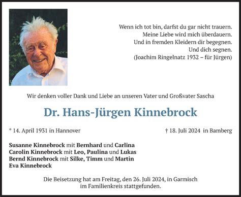 Traueranzeigen Von Hans J Rgen Kinnebrock Trauer Merkur De