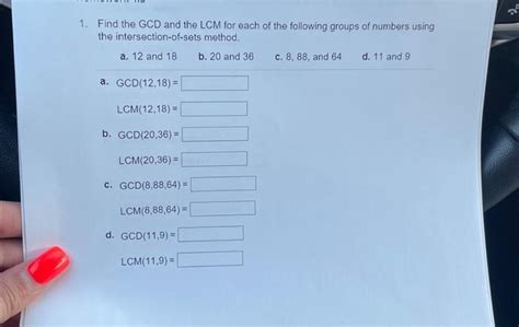 Solved Find The Gcd And The Lcm For Each Of The Following Chegg