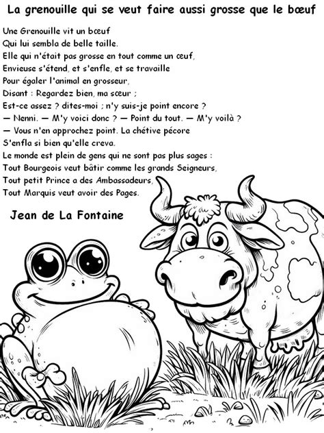 Coloriage Les Fables De La Fontaine La Grenouille Qui Se Veut Faire