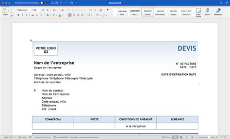 Comment Faire Un Devis Sur Word