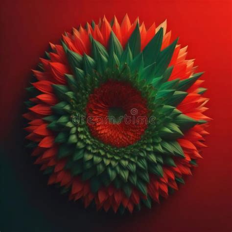 Abstract Colorful Sunflower on a Red Background, Generative Ai Stock ...