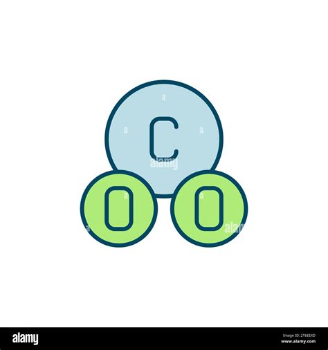 Co2 Chemical Formula Vector Carbon Dioxide Molecule Model Concept Colored Icon Or Symbol Stock