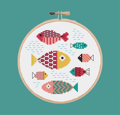 Fish Cross Stitch Pattern Fish Modern Cross Stitch Beginner Cross