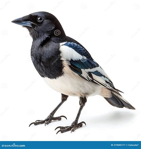 Magpie Bird Pica Pica Illustration Isolated On White Background