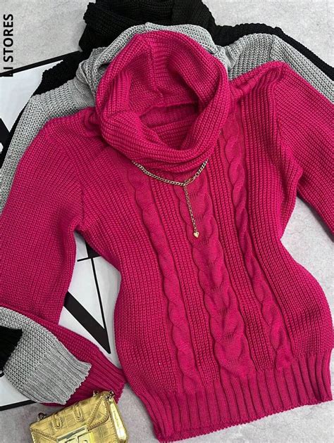 Blusa De Frio Feminina Gola Boba Trico Manga Comprida Inverno Elegante