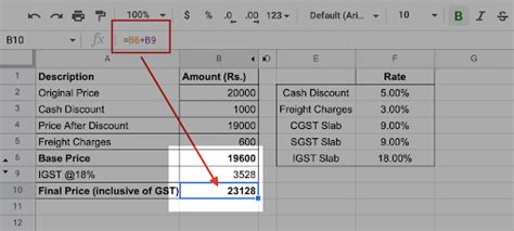 How To Calculate GST In Excel Sheets