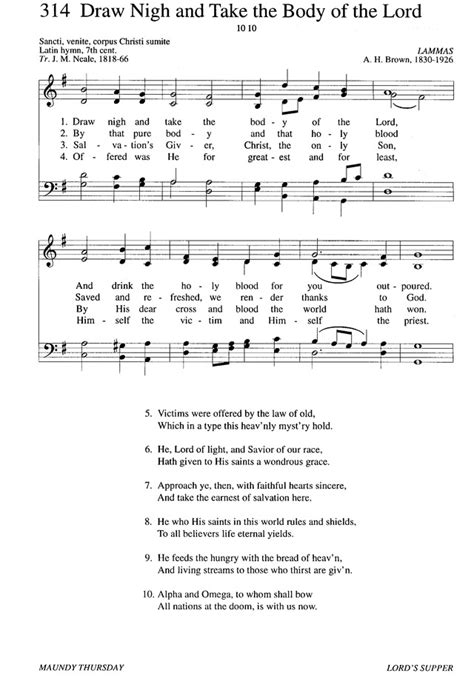 Evangelical Lutheran Hymnary 314 Draw Nigh And Take The Body Of The Lord