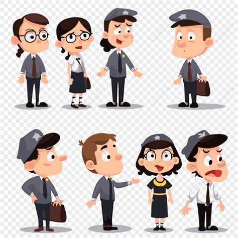 Polite Clipart Character Set Of Police Officers In Uniform Cartoon